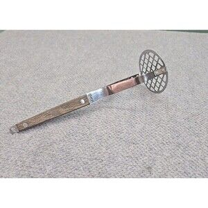 Vintage Royalton Stainless Potato Masher Wood Handle Japan 10 Inches
